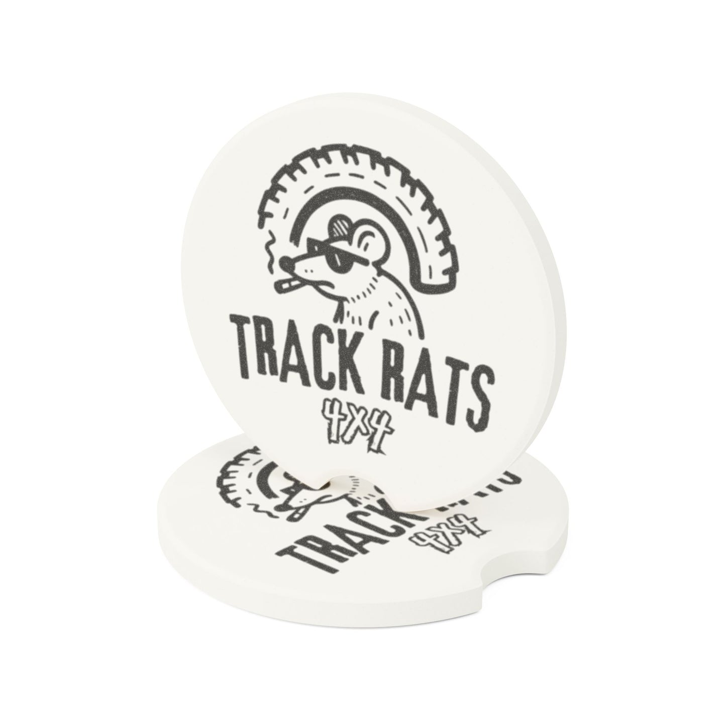 Track Rats 4x4 Car Coasters (white)