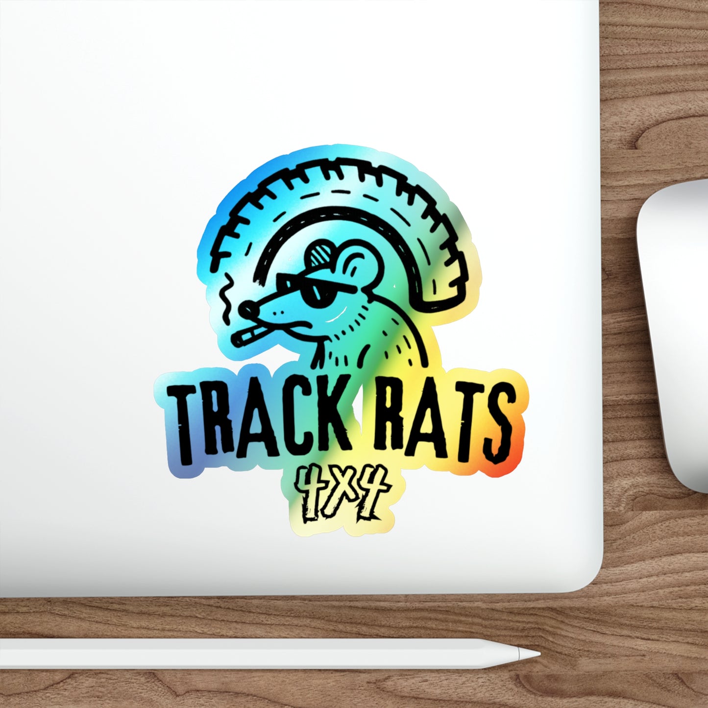 Holographic Track Rats 4x4 Sticker