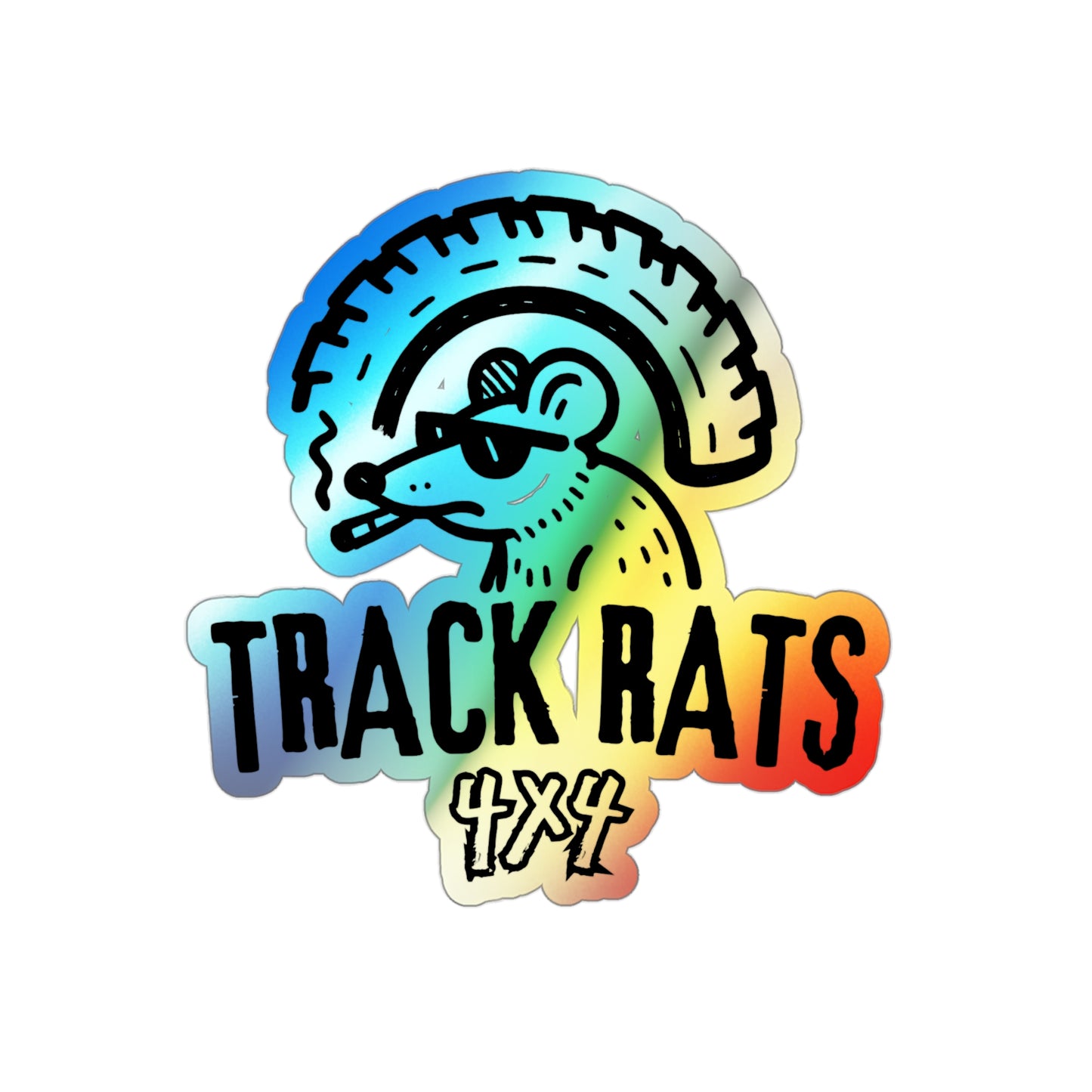 Holographic Track Rats 4x4 Sticker